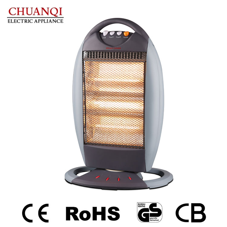 Máy sưởi halogen 3 ống 1200W có tay cầm và điều khiển từ xa