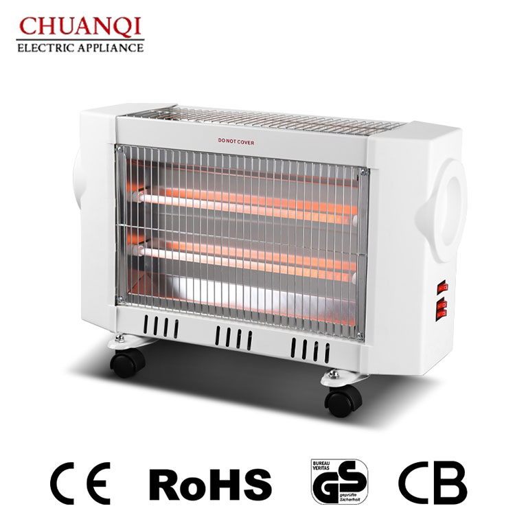 Máy sưởi thạch anh 3 ống 2400W và 1500W 3 ống có bánh xe