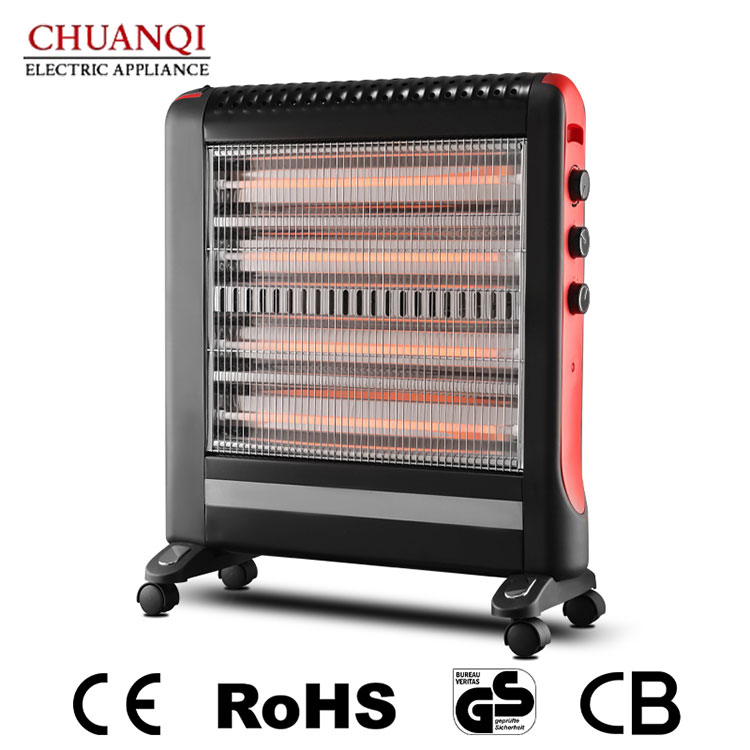 Máy sưởi thạch anh 4 ống 2400W có bánh xe